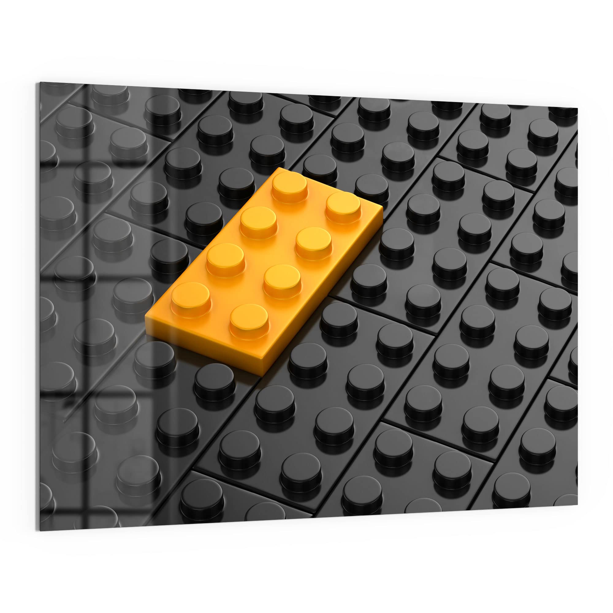 DEQORI Szklana tablica magnetyczna, wymiary 120 x 90 cm, motyw "klocki z wypustkami, tablica memo ze szkła, tablica magnetyczna z magnesami, długopisem i chusteczką do kuchni i biura, tablica magnetyczna i do pisania