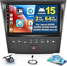Inefala 2+64G Android 15 CarPlay Car Stereo Radio for 2004-2011 Lexus GS300 GS350 GS400 GS430 GS450 GS460, 9'' Touch Screen Android Auto, AHD Backup Camera, Mirror Link, GPS, WiFi, FM RDS