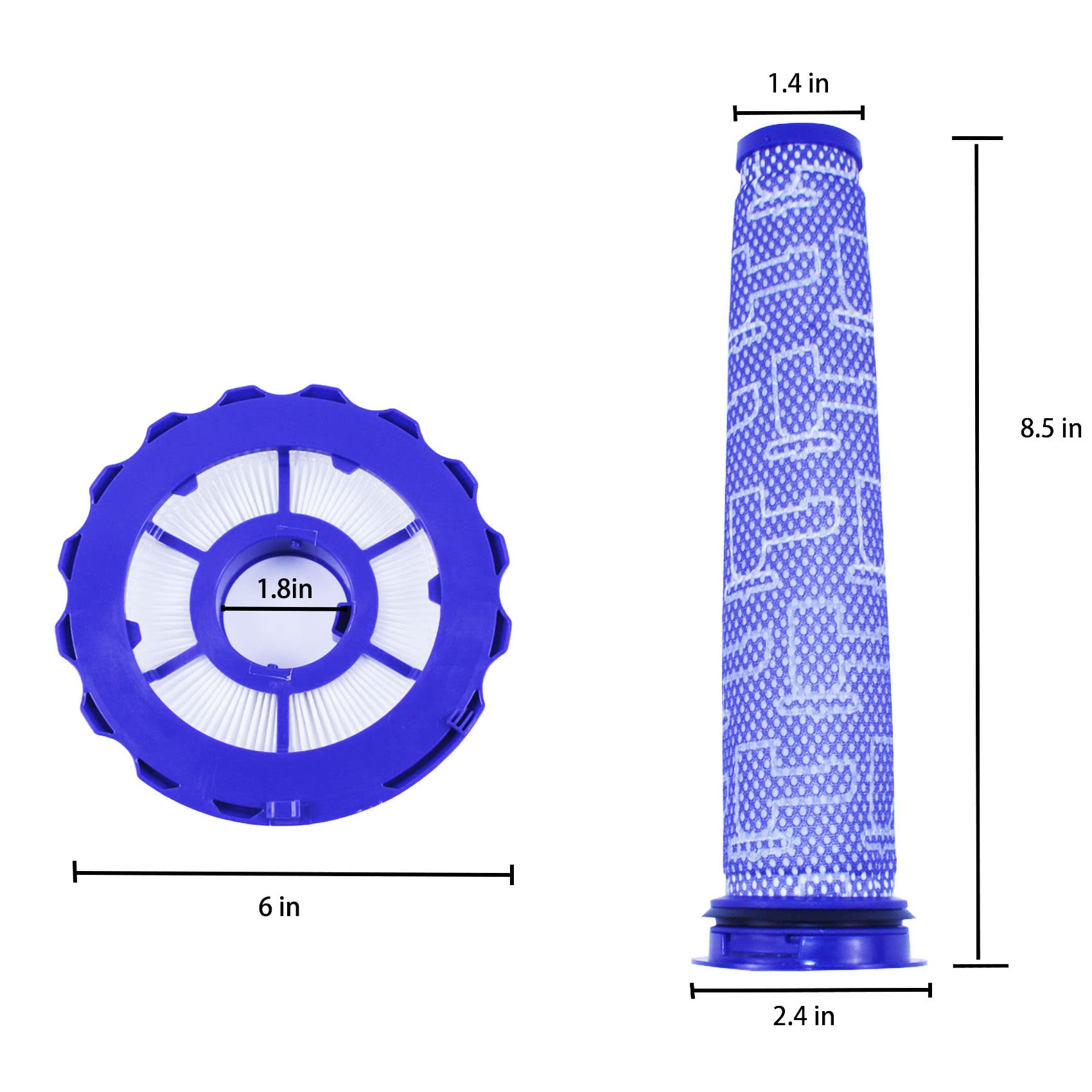 TJHAPF Staubsaugerfilter, kompatibel mit Dyson V7, V8 Animal und Absolute schnurlosem Staubsauger, 3 Nachfilter, 3 Vorfilter, vergleichbar mit Teil 965661-01 und 967478-01 (DC40 x 2), 6 Stück