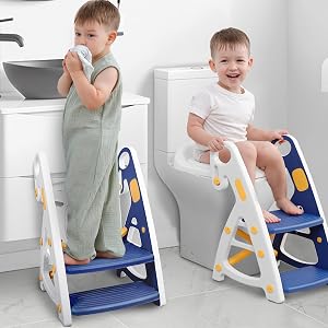Primlect Potty Training Seat 2-in-1 Toddler Toilet Seat with Step Stool Ultra-Stable Potty Chair Attachment Adjustable Seat and