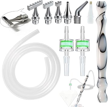 Replacement Kit for Vacuum Diamond Painting Pens, E-Painter Replacement Pen + 2 Filters + Steel Screw 1/2/4/6/Elbow Multiplacers + 1m Silicone Tube fits Most Electric Diamond Art Pen White-4/6