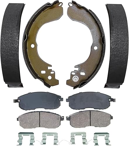 Detroit Axle - Kit de Frenos para Nissan Sentra Versa, 09-14 Cube, Pastillas de Freno Cerámicas wHardware Zapatas de Freno Semimetálicas 2009 2010