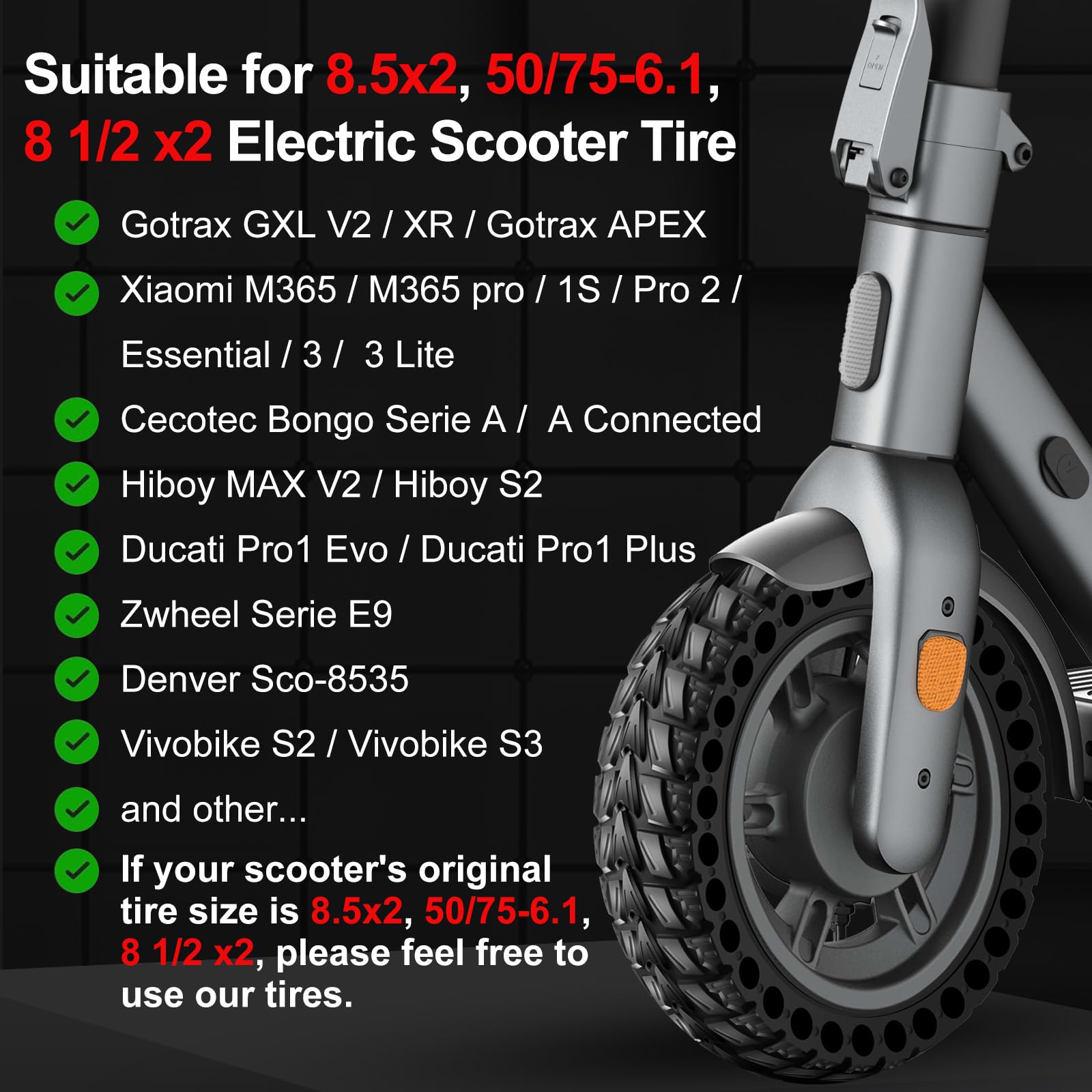 BANGTING 2PCS 50/75-6.1 Solid Tyre for Electric Scooter 8.5x2 inch E Scooter Tyres - Image 2