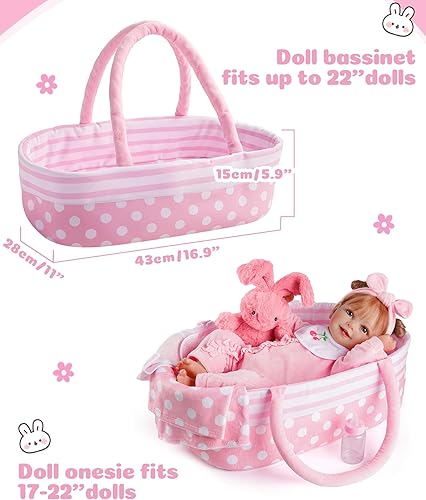 Miniatura 3 de JIZHI 8 piezas de ropa de muñeca Reborn para muñeca de bebé de 17 a 22 pulgadas con moisés, ropa de muñeca de bebé, accesorios para muñeca recién