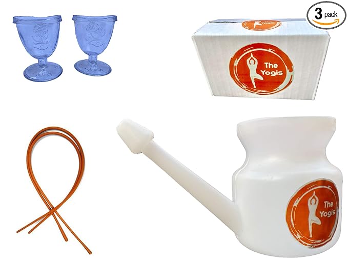 The Yogis Plastic Jal Neti Pot for Nasal Wash | Size: 500 ML | [[ FREE Rubber Sutra Neti, EYE WASH CUP ]] (White)