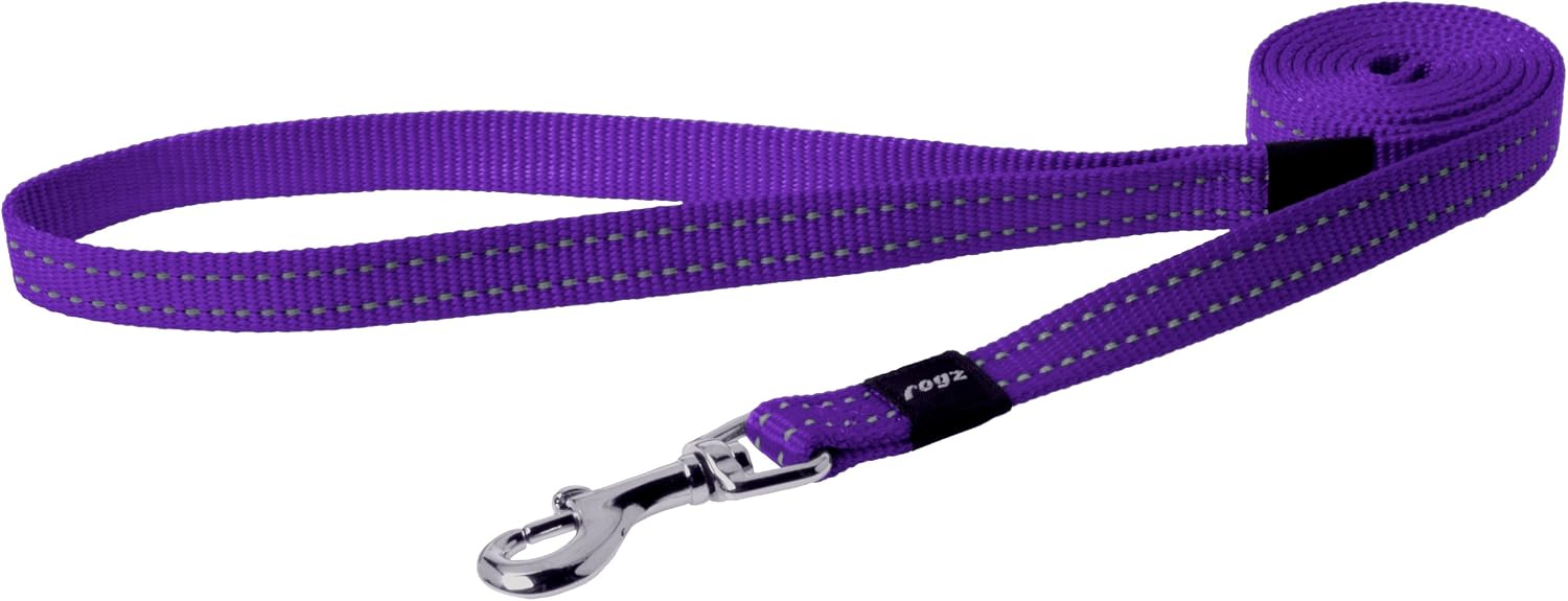 Reflective Dog Leash for Medium Dogs 5/8" wide, 6' long, Purple, 5/8" Medium