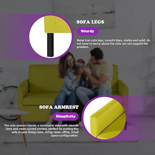 Miniatura 8 de TYBOATLE Sofá biplaza pequeño moderno de tela de 51 pulgadas de ancho, asientos de dos plazas tapizados con patas de hierro para espacios pequeños
