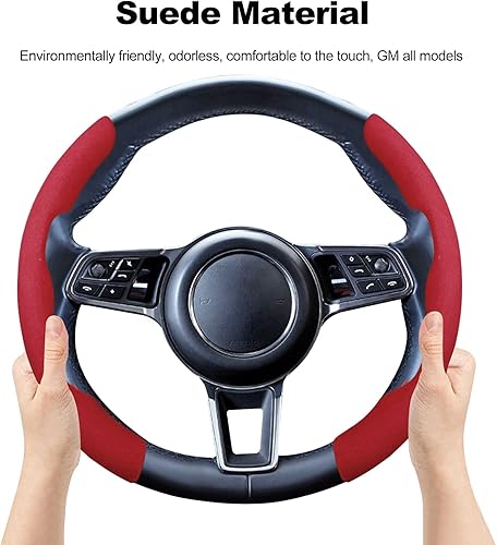 Miniatura 4 de Ergocar Sporty Suede - Funda protectora para volante en forma de D y redonda, universal, antideslizante, transpirable, segmentada, duradera, a la