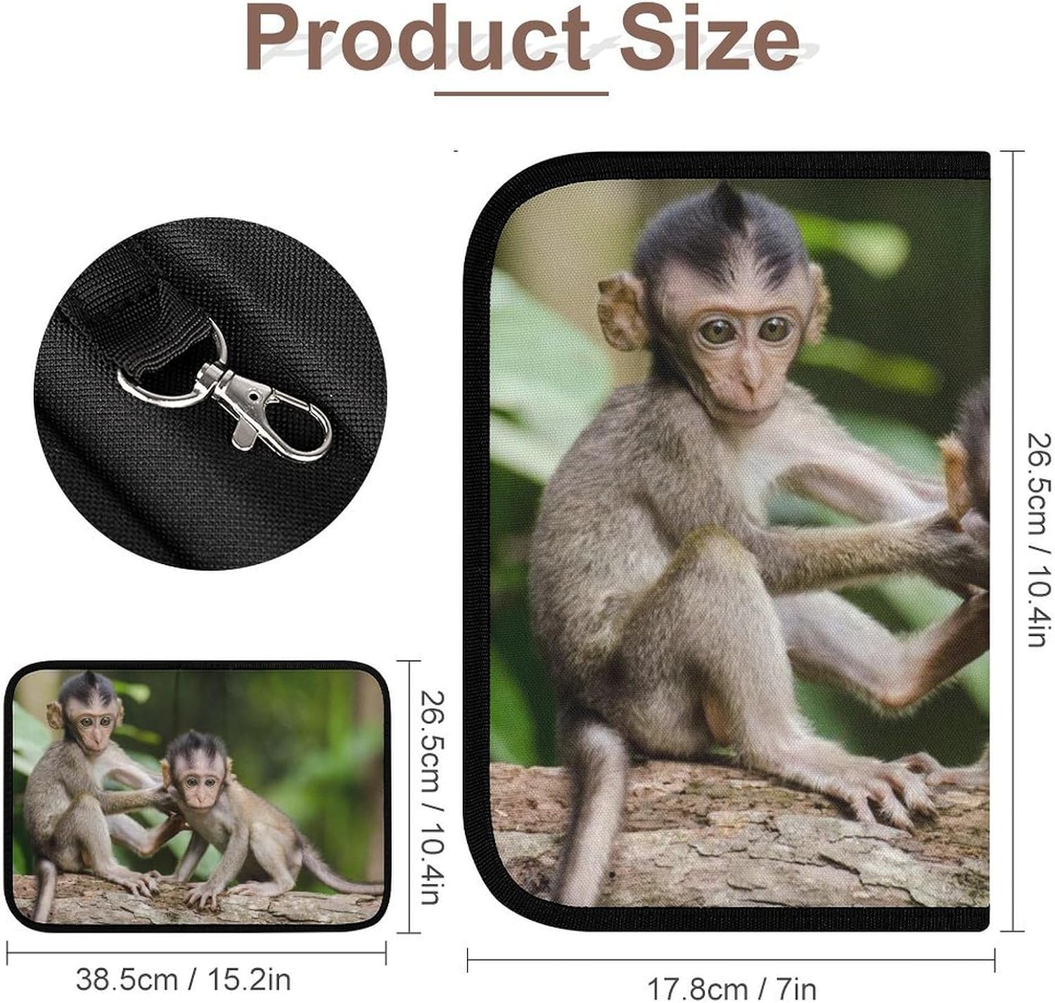 Cute Little Monkeys Tool Bag Utility Bag Zipper Pouch Portable Small Tool Bags Handheld Screwdriver Pouch Tool Kits Organizer for Travel Home & Workshop Daily Use image 2