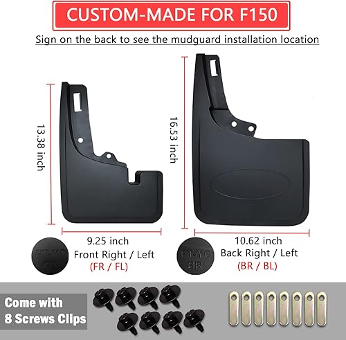 Miniatura 3 de Aletas de barro para F150 2021 2022 2023 2024  No hay necesidad de taladrar agujeros, moldura de labio de rueda delantera y trasera protector contra