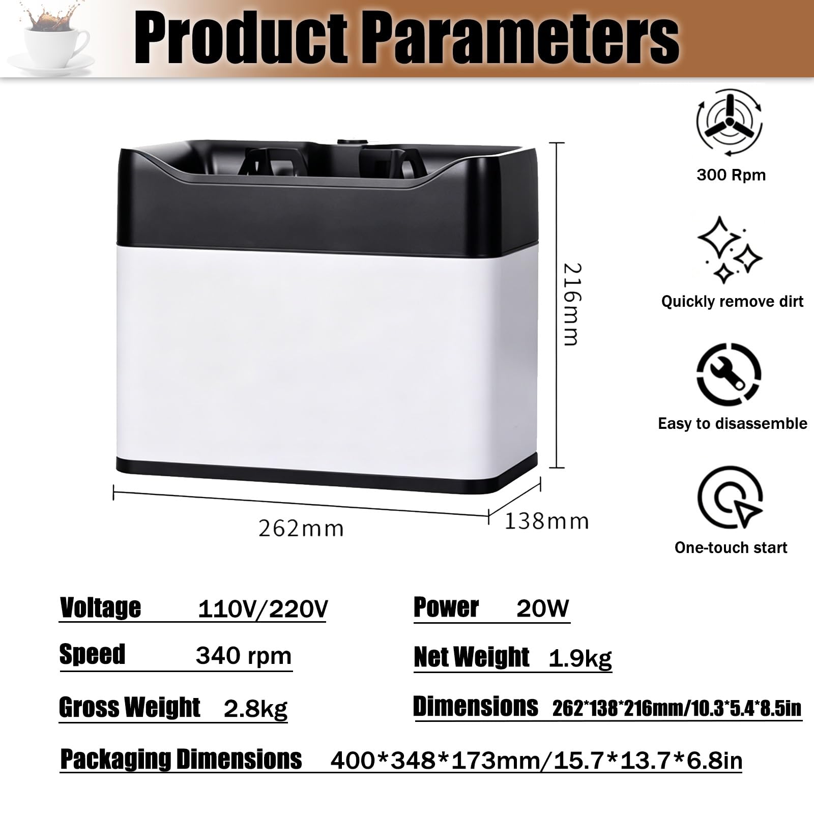 Limpiador de portafiltros eléctrico,máquina automática para Limpiar posos de café,Limpiador eléctrico automático de café para mango cafetera espresso para cafeterías domésticas o comerciales(White)