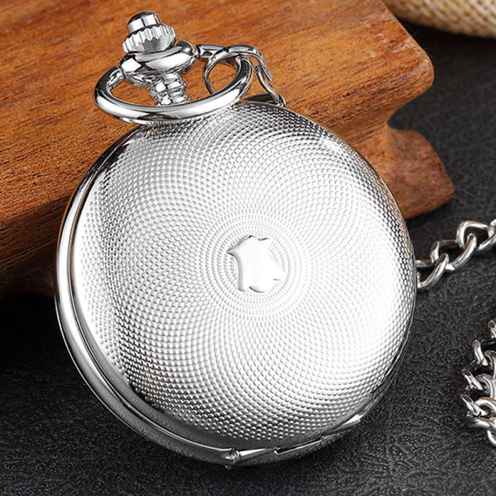 Silberne Edelstahl Vintage Mechanische Taschenuhrstreifen graviertes Doppelpass -Skelett Uhr Steampunk Männer Frauen Frauen