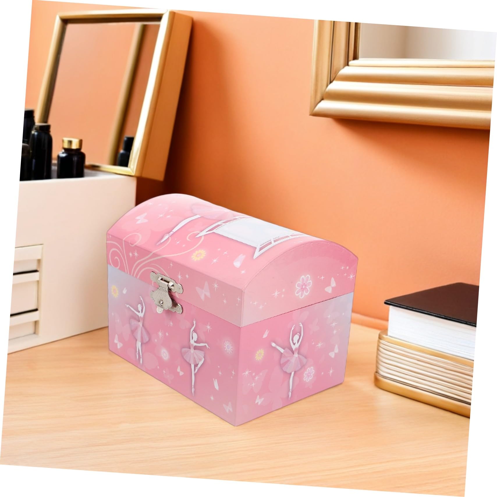 Cabilock Joyero Musical de Bailarina con Espejo, Caja de Música Infantil para Niñas, Organizador de Joyas Rosa con Compartimentos, Obsequio de Cumpleaños