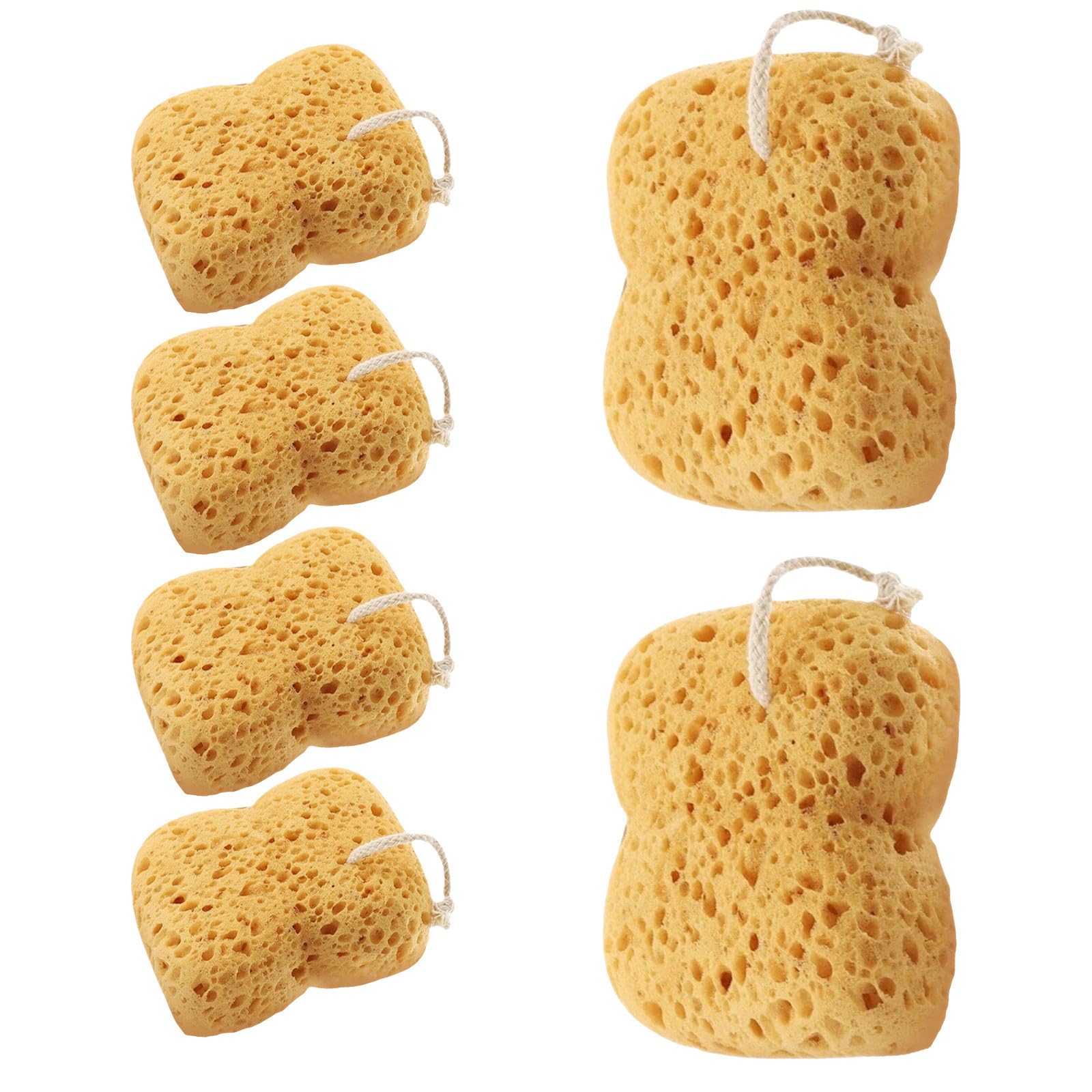 TIDTALEO 6 Piezas Esponja Ergonómica Natural Corporal Exfoliante Estructura de Panal Secado Rápido, Adecuado para Gimnasio y Delicada