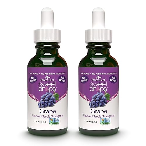 Sweet Drops SweetLeaf - Edulcorante líquido de stevia de uva 4 onzas 2 onzas líquidas paquete de 2