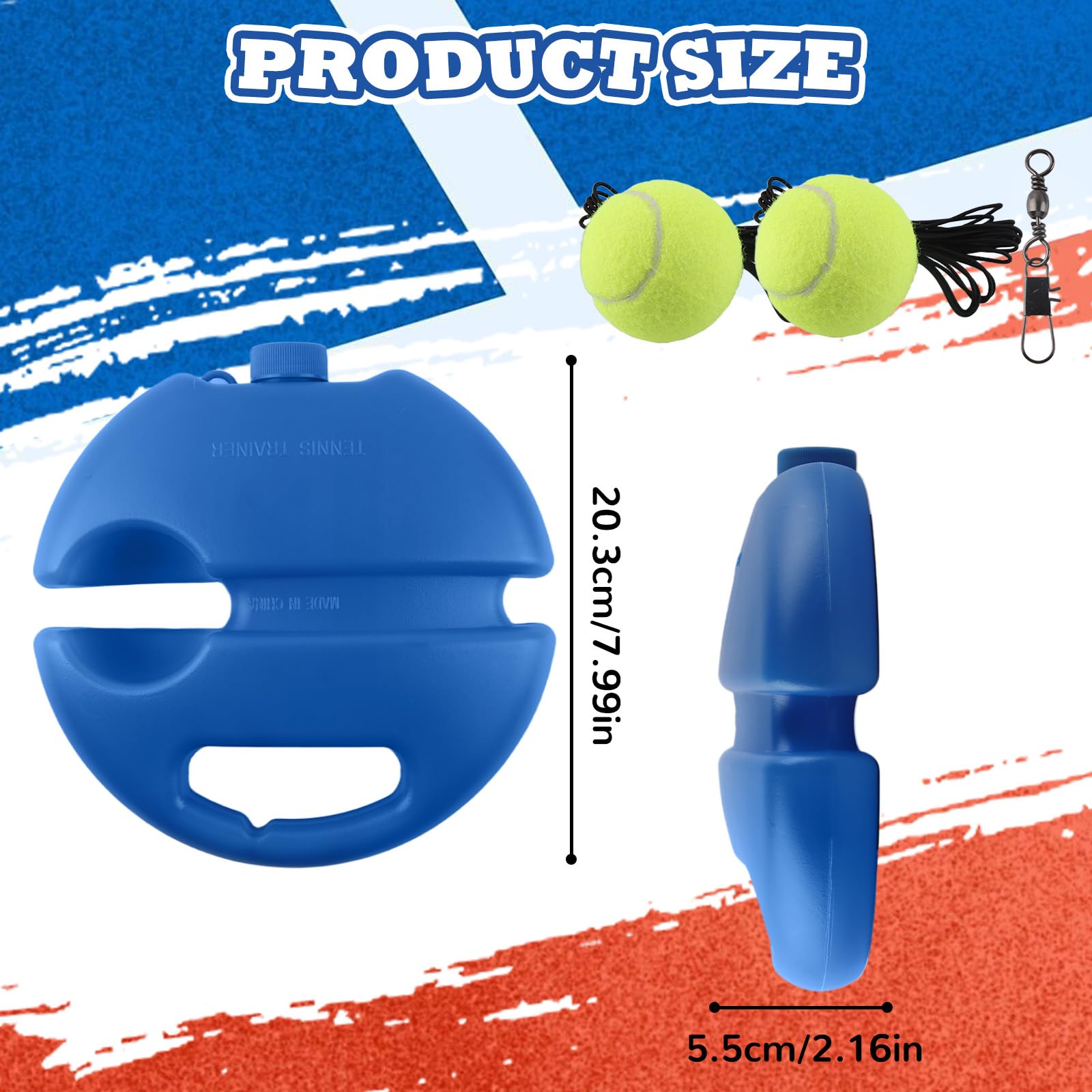 Tennis Trainer Set con 2 Palline da Tennis Rebound, Comodo Tennis Trainer per l’Allenamento Tennis Autonomo di Adulti, Bambini e Principianti