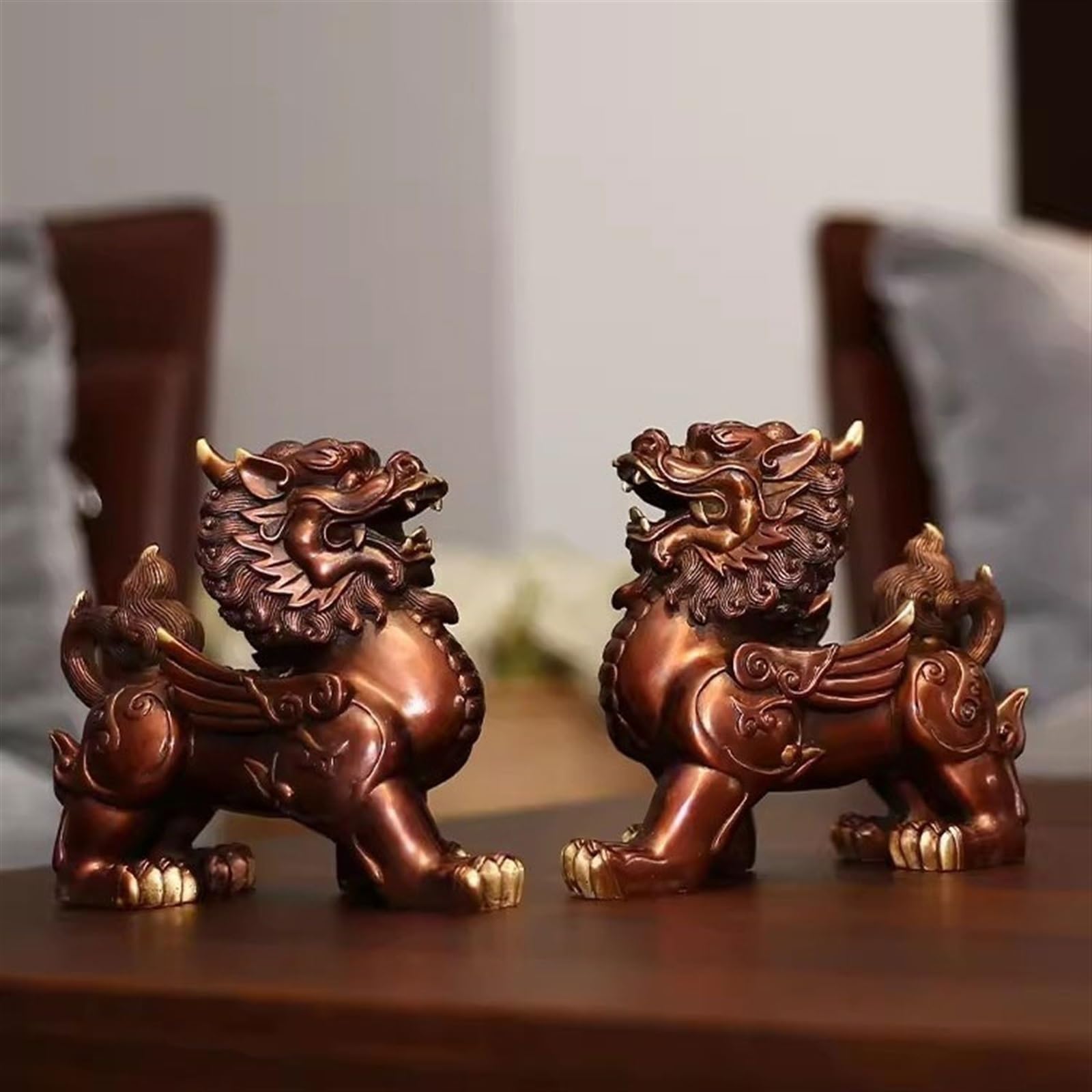 Dekoracja biurka Miedziane ozdoby do biura, salonu, wejścia, domu, Feng Shui, ozdoby rzemieślnicze, dekoracja biurka Rzeźby do dekoracji domu(lewo, S)