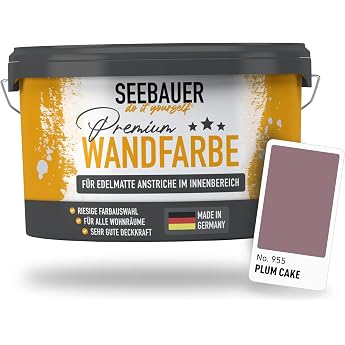 Wandfarbe Lila 5L f r Innen No. 955 Plum Cake Edelmatte Innenfarbe Brombeere - Violettt ne sehr hohe Deckkraft - Matt Abwaschbar und Tropffrei