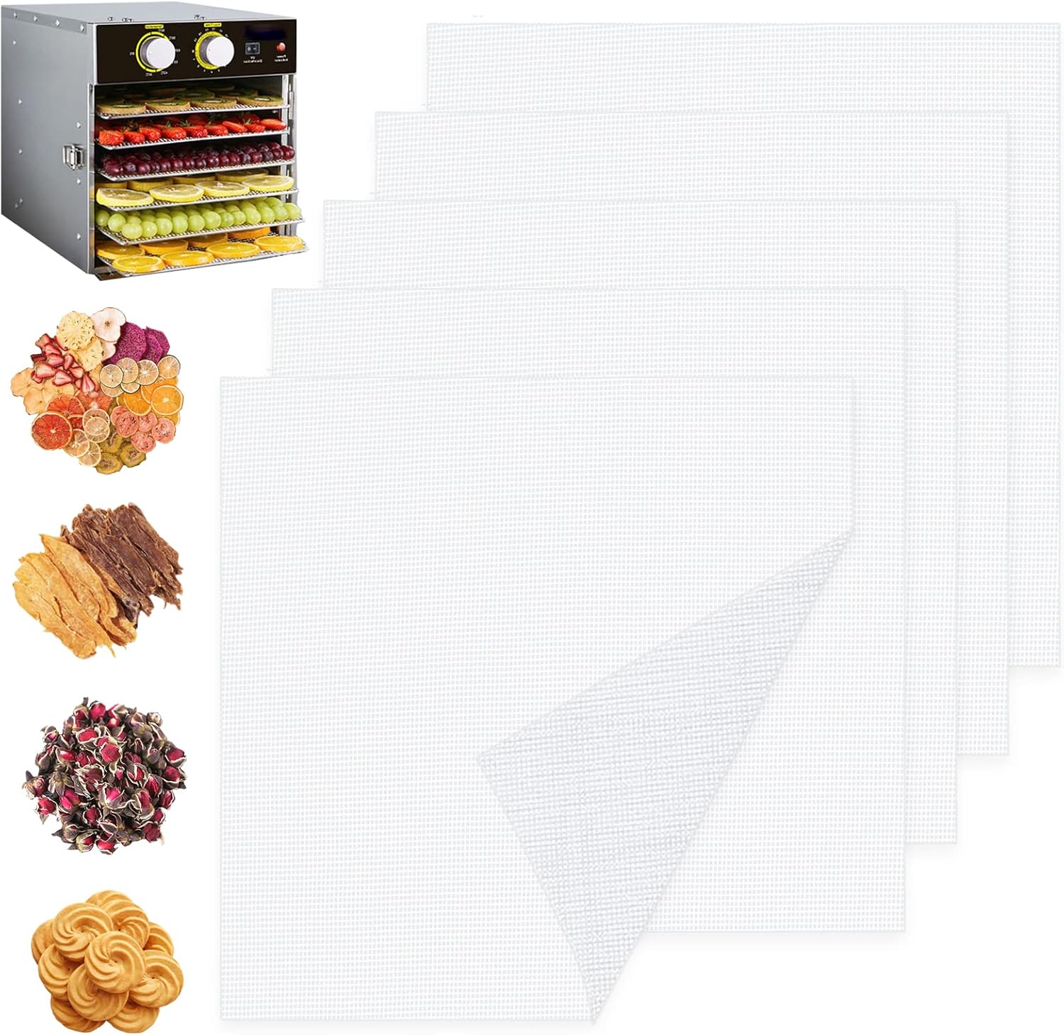 Silicone Dehydrator Sheets, Non Stick Silicone Mesh for Dehydrator Tray Liner