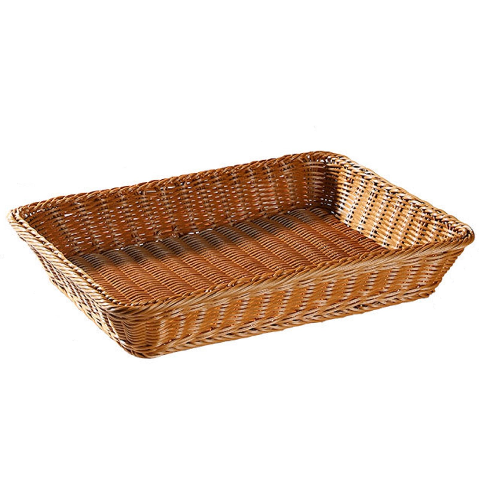 Bafnsiji Woven Basket, Bread Basket, Rectangular Plastic Serving Baskets, Rectangle Imitation Rattan Tray, Basket Display Basket For Food Fruit Vegetables,45cm