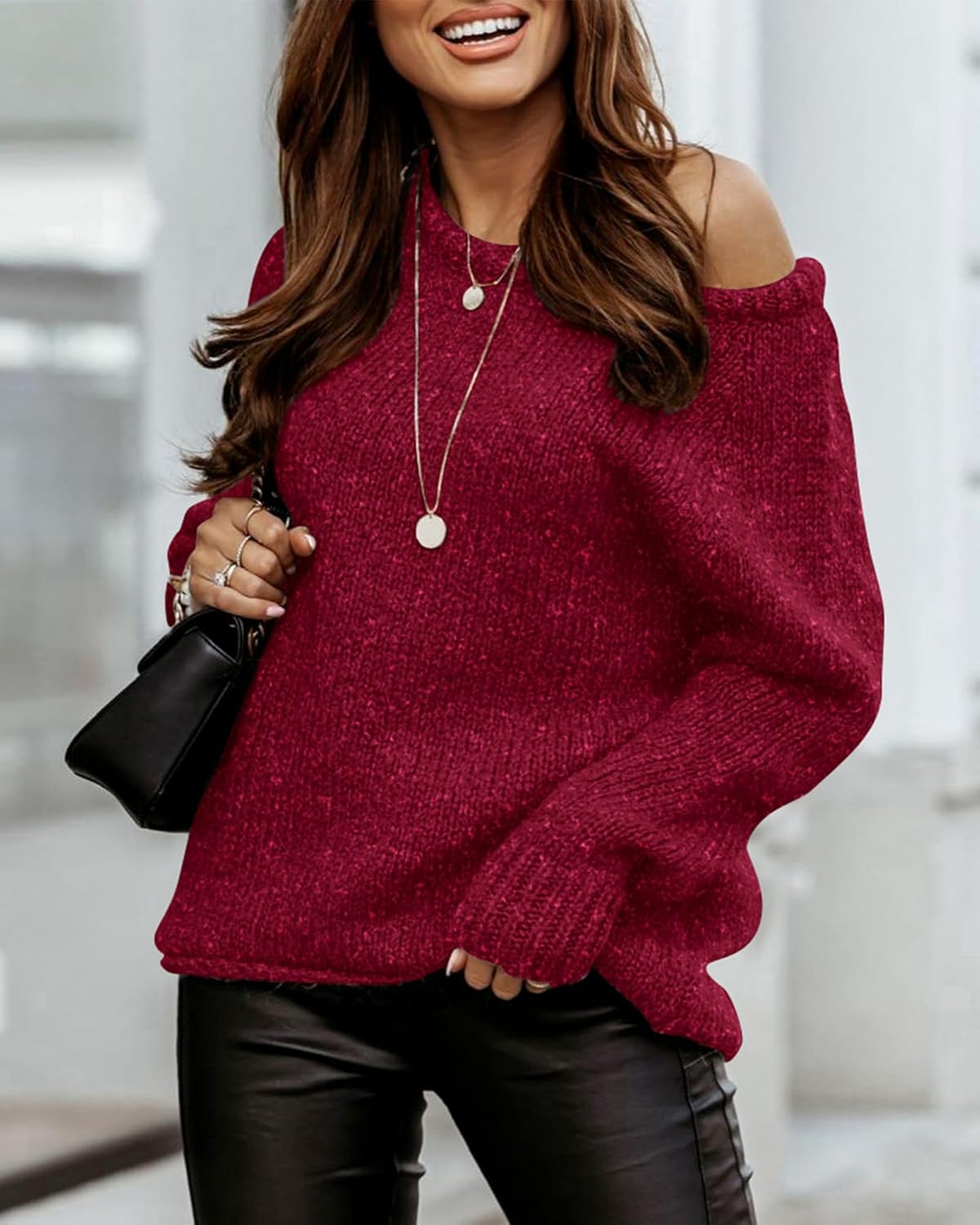 BTFBM Women Casual Long Sleeve Fall Sweaters Crew Neck Solid Color Soft Ribbed Knitted Oversized Pullover Loose Fit Jumper - Image 2