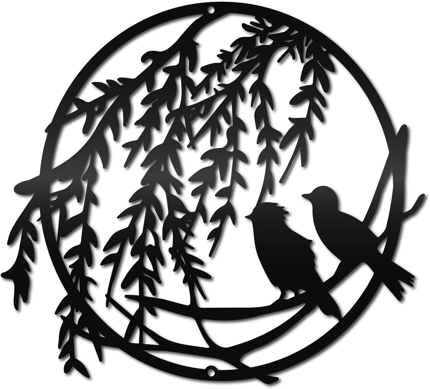 CREATCABIN Black Metal Bird Wall Art Iron Wall Decor Leaf Branch Animal Hanging Sculpture Iron Sign Outdoor Ornament for Living Room Home Office Kitchen Garden Balcony Decoration 11.8 x 10.2 Inch