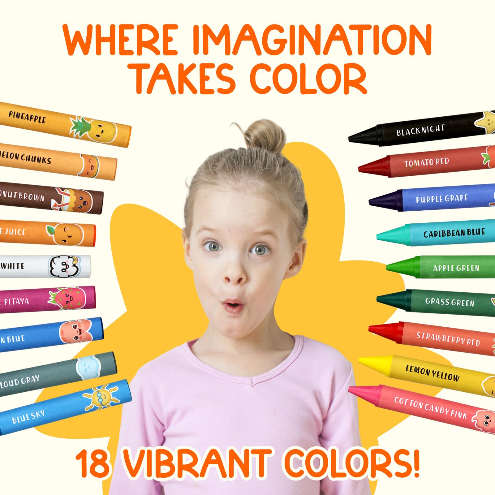 Crayons Jumbo Non Toxiques Pour Enfants - 16 Couleurs - Lavables - Faciles à Tenir - Dès 2 Ans
