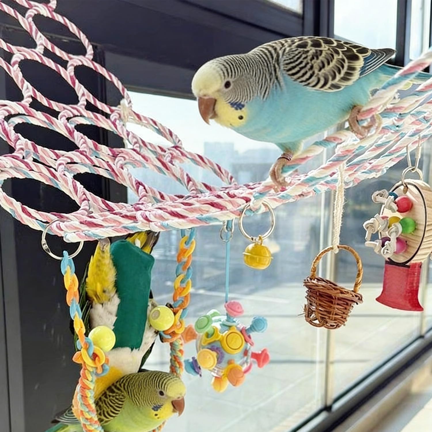 2 pezzi rete da arrampicata per ratti di pappagallo, ponte in ratto di carta, rete per piccoli animali, giocattolo da arrampicata per piccoli animali, gabbie di uccelli, roditori, rettili