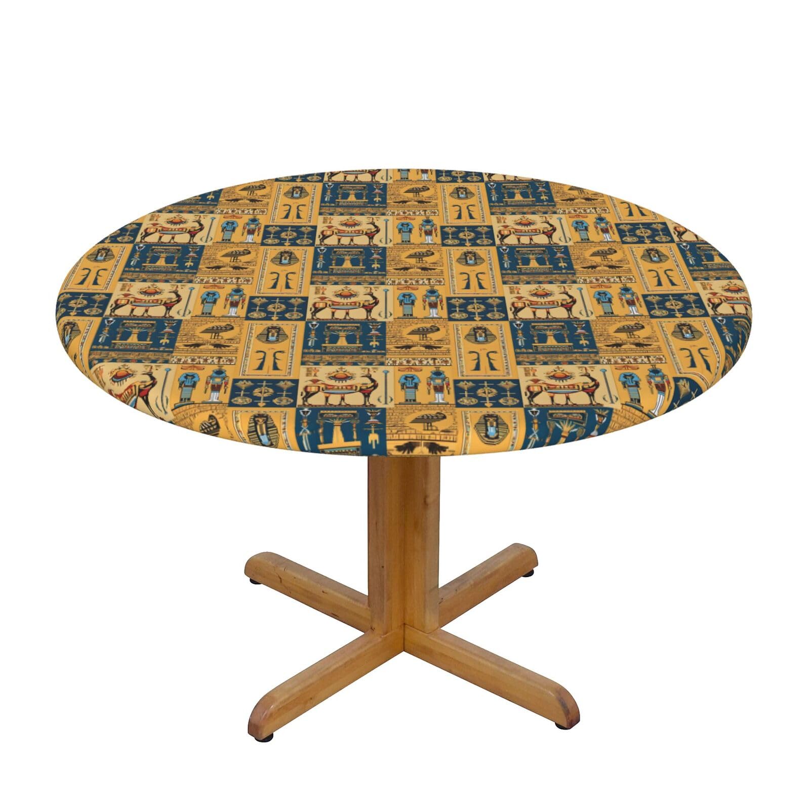 Nappe de terrasse ronde élastique pour repas extérieur sans pli