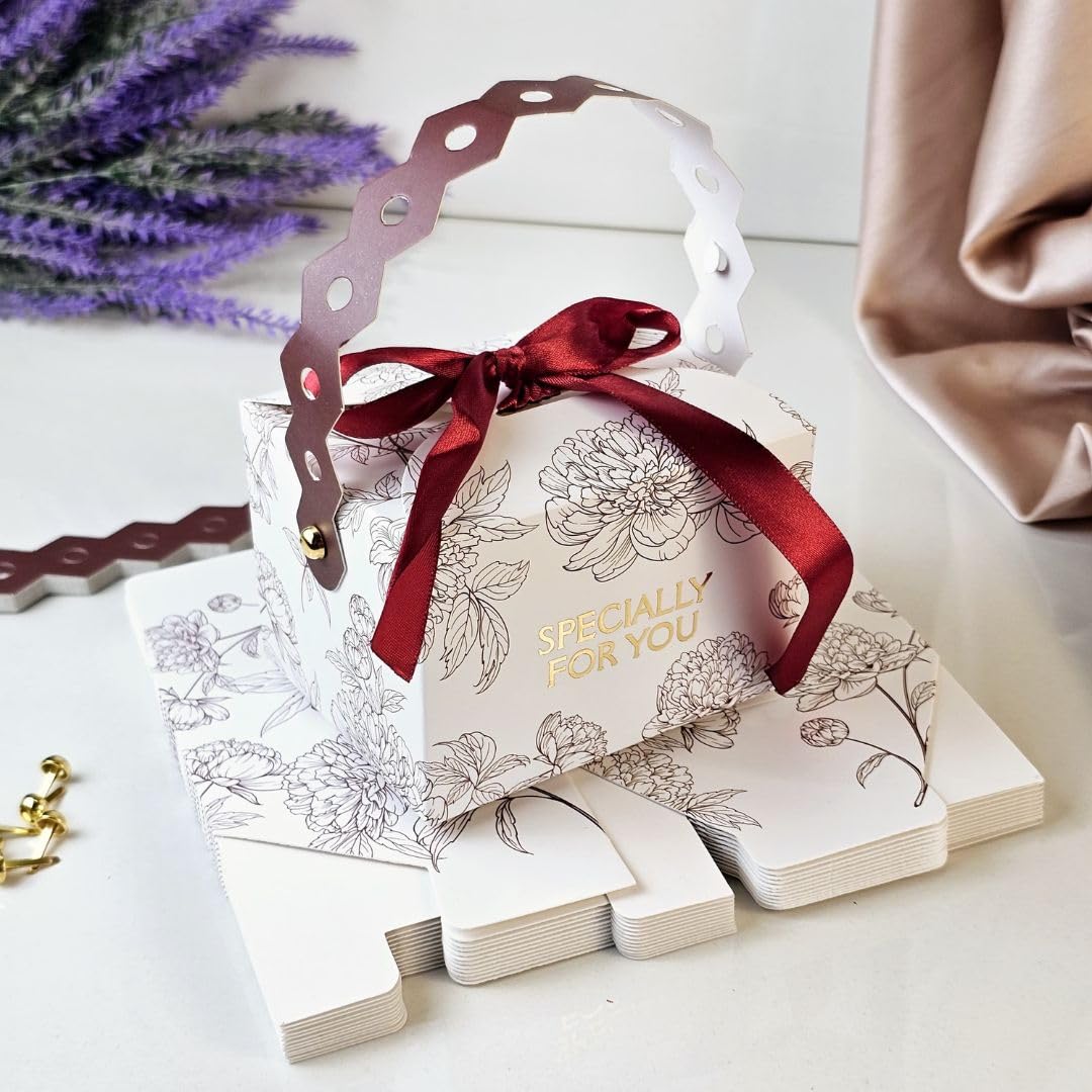 SATYAM KRAFT 12 Pcs Decorative Square Shape Folding Storage Box for Return Gift, Deepawali, Birthday,Boxes with Ribbon, Perfect for Packing Chocolate, Dry Fruits,Engagement (Pack of 12) (Maroon) (B0D78TW9F1) Amazon Price History, Amazon Price Tracker