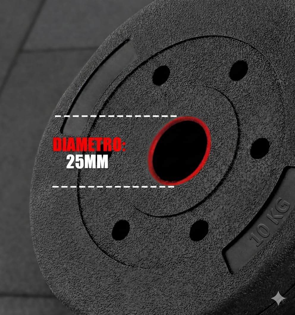 4 DISCHI Da 5Kg Foro Ø 25mm PVC 2 Coppie 20Kg Totale Palestra Pesi Bilanciere Manumbri