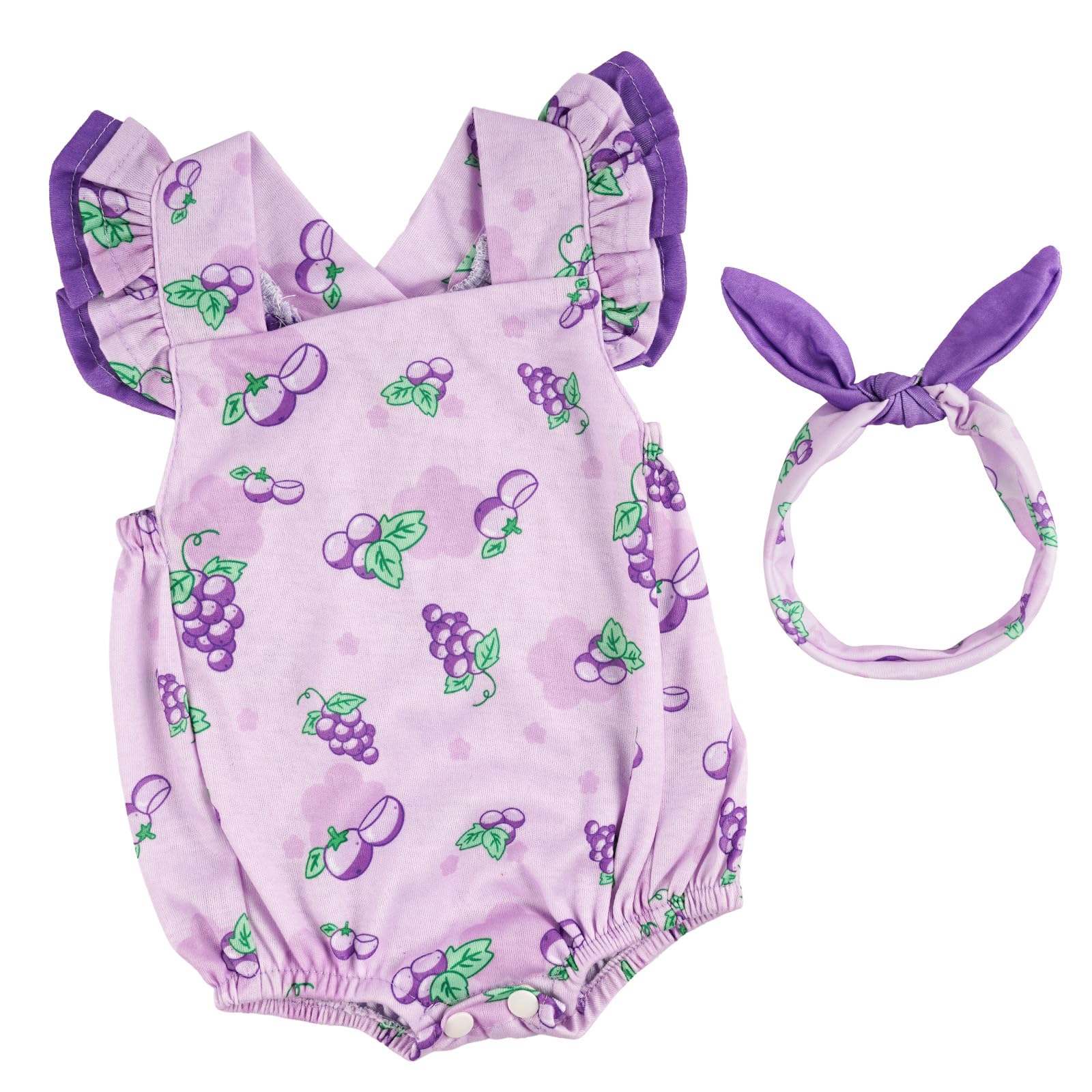 BABESIDE 2 Pcs Reborn Baby Doll Clothes Set for 17-22 Inch Babydolls, Fruit Pattern Baby Dolls Clothes Accessories with Headband for Realistic Newborn