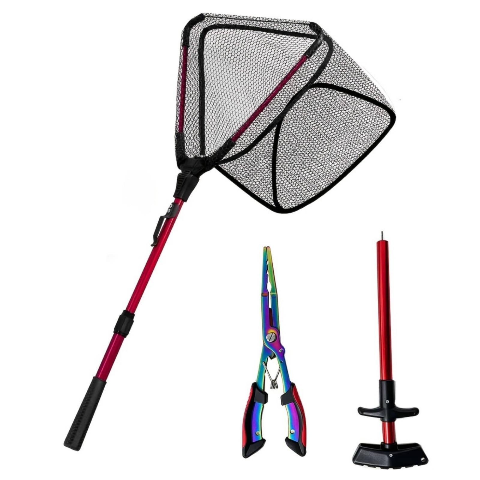 Harilla Triangular Plegable con Mango Ajustable Alicates y Sacador Anzuelos Kit Pesca Ligero para portivas