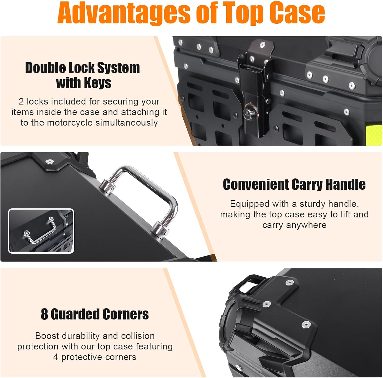 55L Motorcycle Top Case with Molle Panel Universal Motorcycle Top Box for Motorcycles Suitable for Stowing Helmets and Luggage