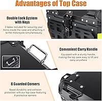 Vista 4 de Caja Superior de Motocicleta de 55L con Panel Molle Caja Superior Universal para Motocicletas Adecuada para Guardar Cascos y Equipaje