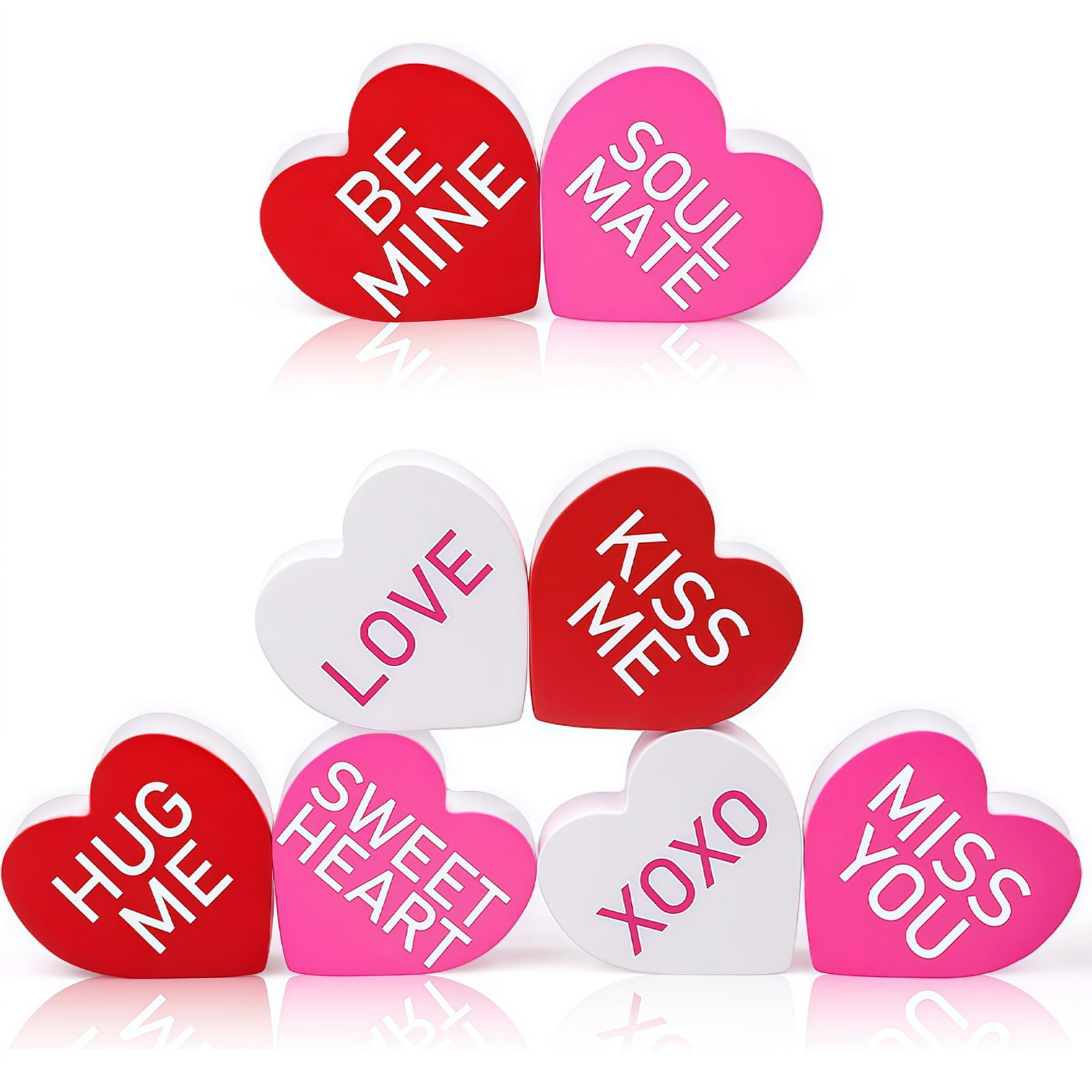 Richaa 8Pcs Valentine's Day Sign Heart, Valentines Day Home Decor Heart Sign for Party Wedding Anniversary Valentine's Day Table Decor