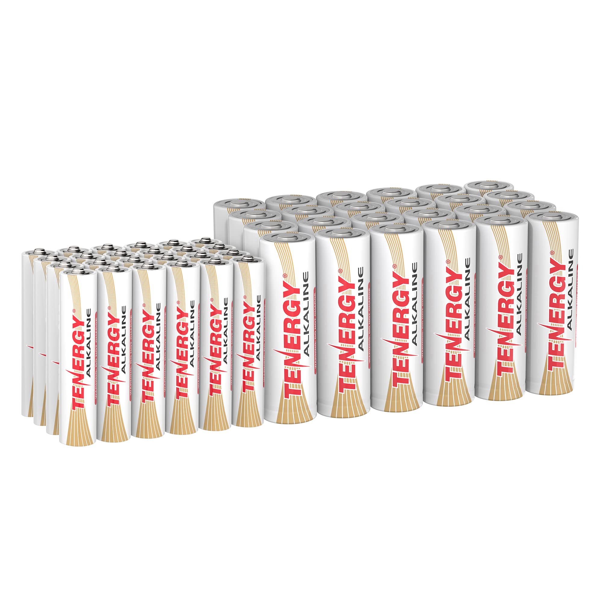 Tenergy 24 Pack AA and 24 Pack AAA 1.5V Alkaline Batteries, High Performance AA/AAA Non-Rechargeable Battery for Clocks, Remotes, Toys & Electronic Devices, Household Batteries