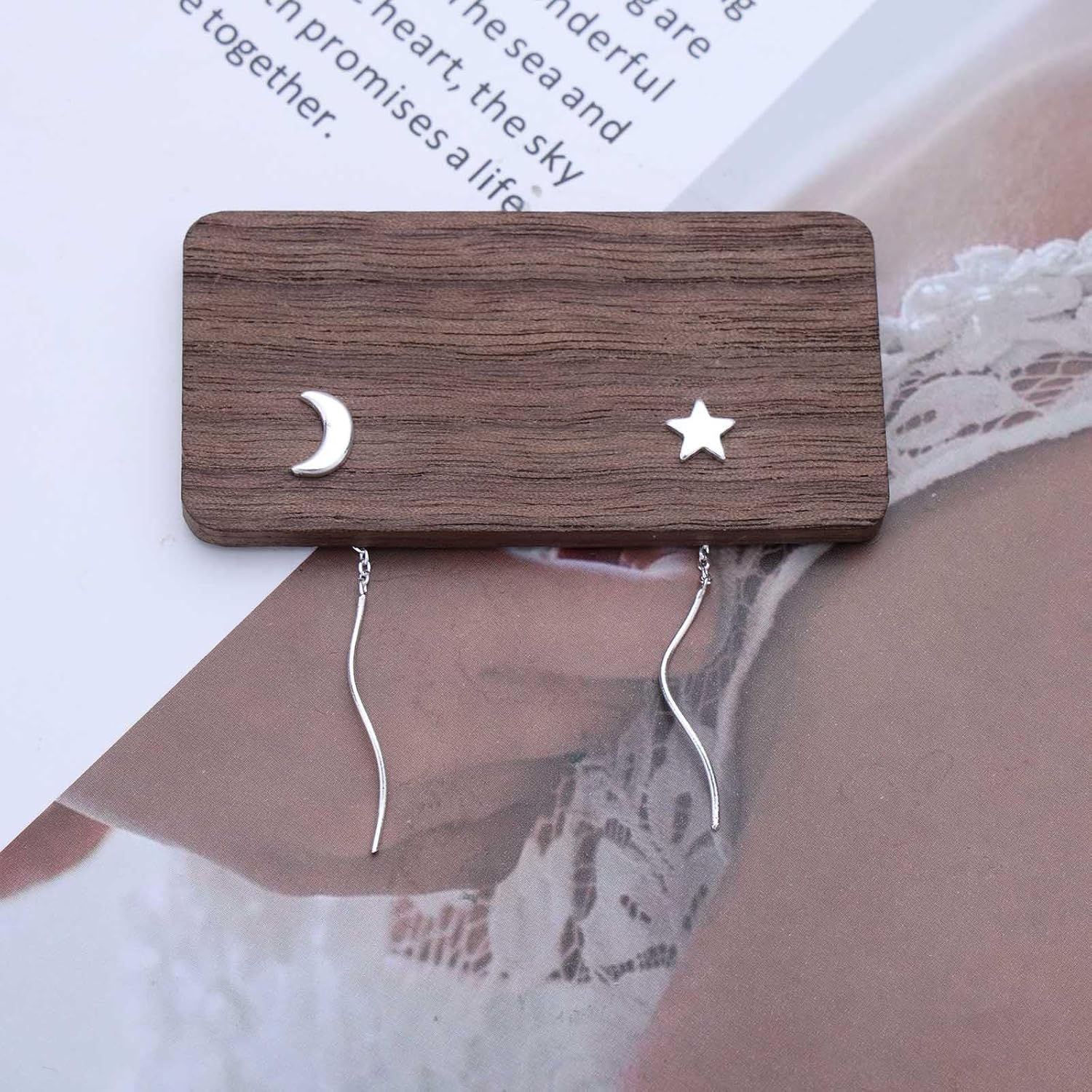 Vintage Star Threader Earrings Twist Tassel Threader Earrings Boho Star Chain Drop Earrings Silver Star Stud Dangle Earrings for Women - Image 3