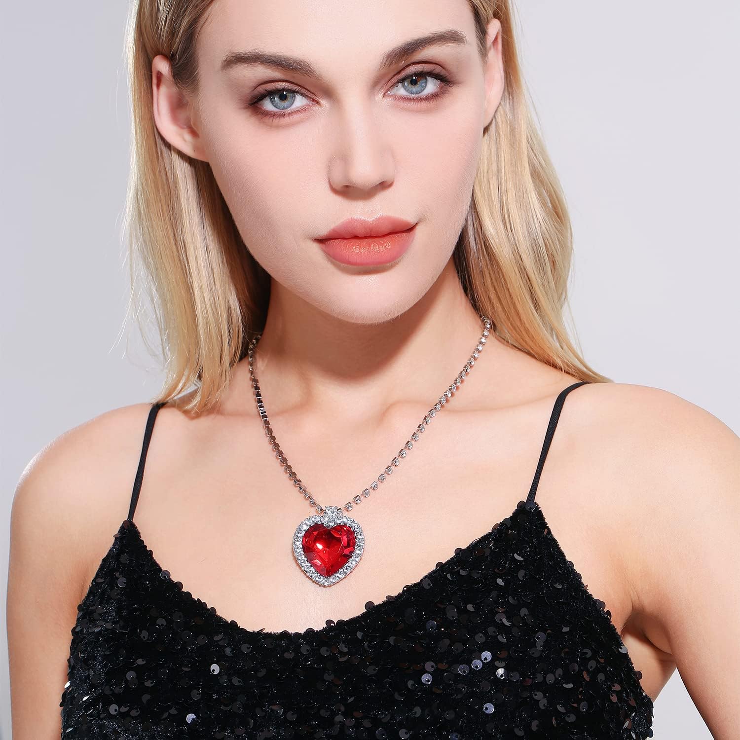 AILUOR Heart of The Ocean Neckalce, Royal Blue Crystal Created Sapphire Pendant with Silver Plated Necklace Jewelry - Image 8