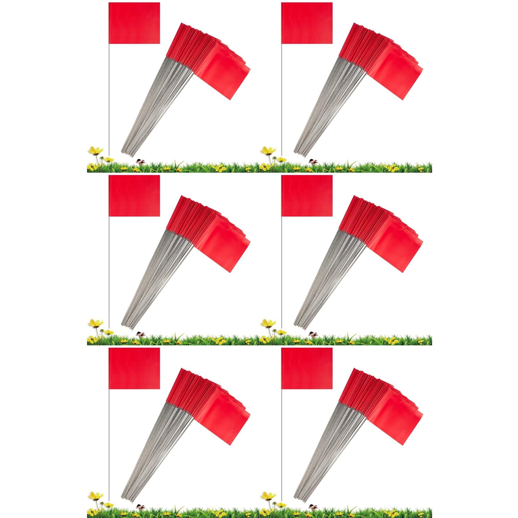 Jnchdghwa 300Pack Marking Flags, Red Yard Flags 15x4x5Inch, Marker Flags, Lawn Flags Markers, Irrigation Flags, Landscape Flags