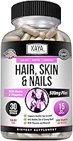 Vista 11 de Kaya Naturals Cápsulas de uñas BIOTIN Vitamina D Vitamina B-12 A Apoyo de ácido fólico, Suplemento vitamínico de apoyo para el cabello