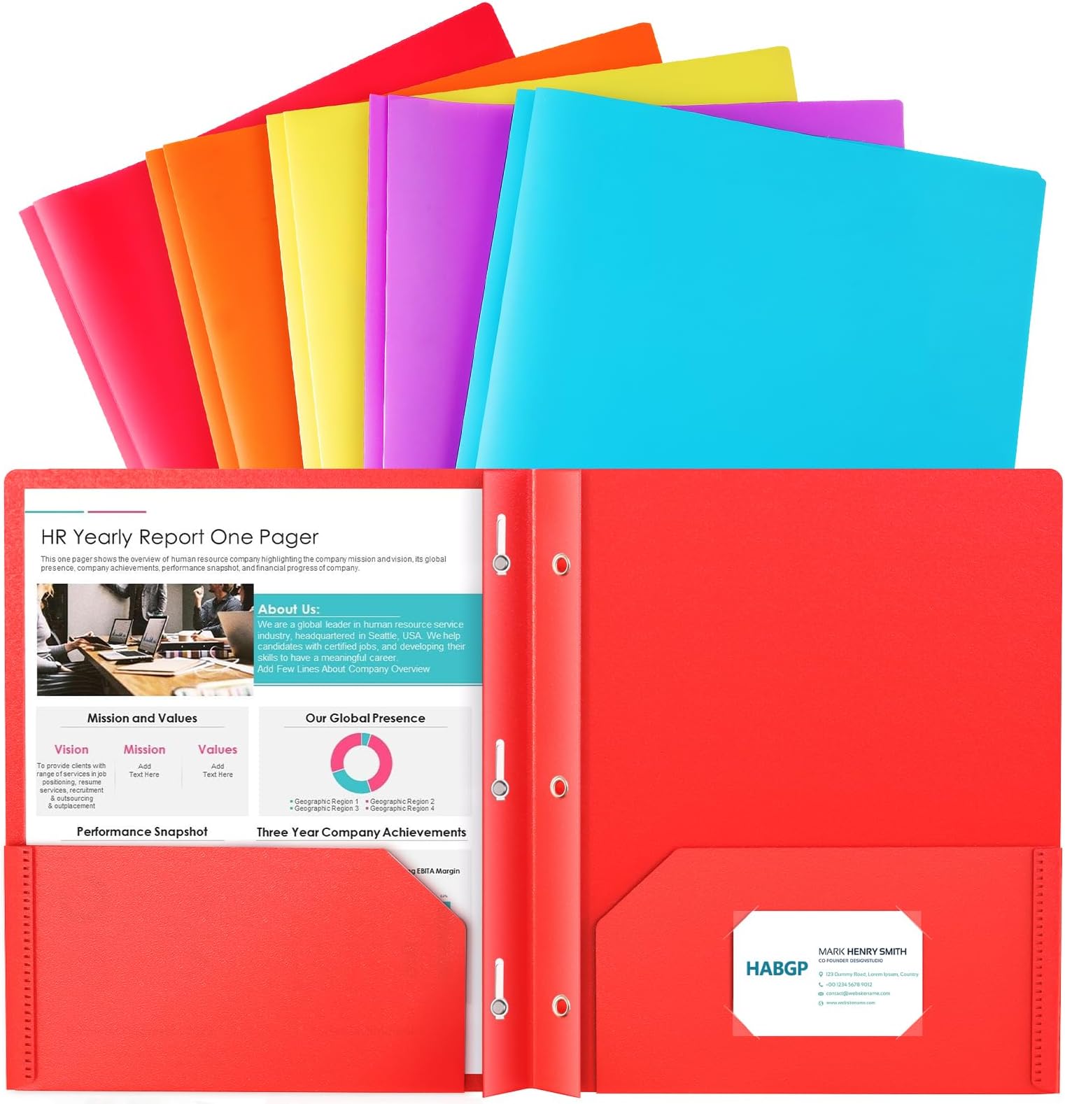 Amazon.com : AZUREAL 6 Pack Colored Folders with Pockets and Removable ...