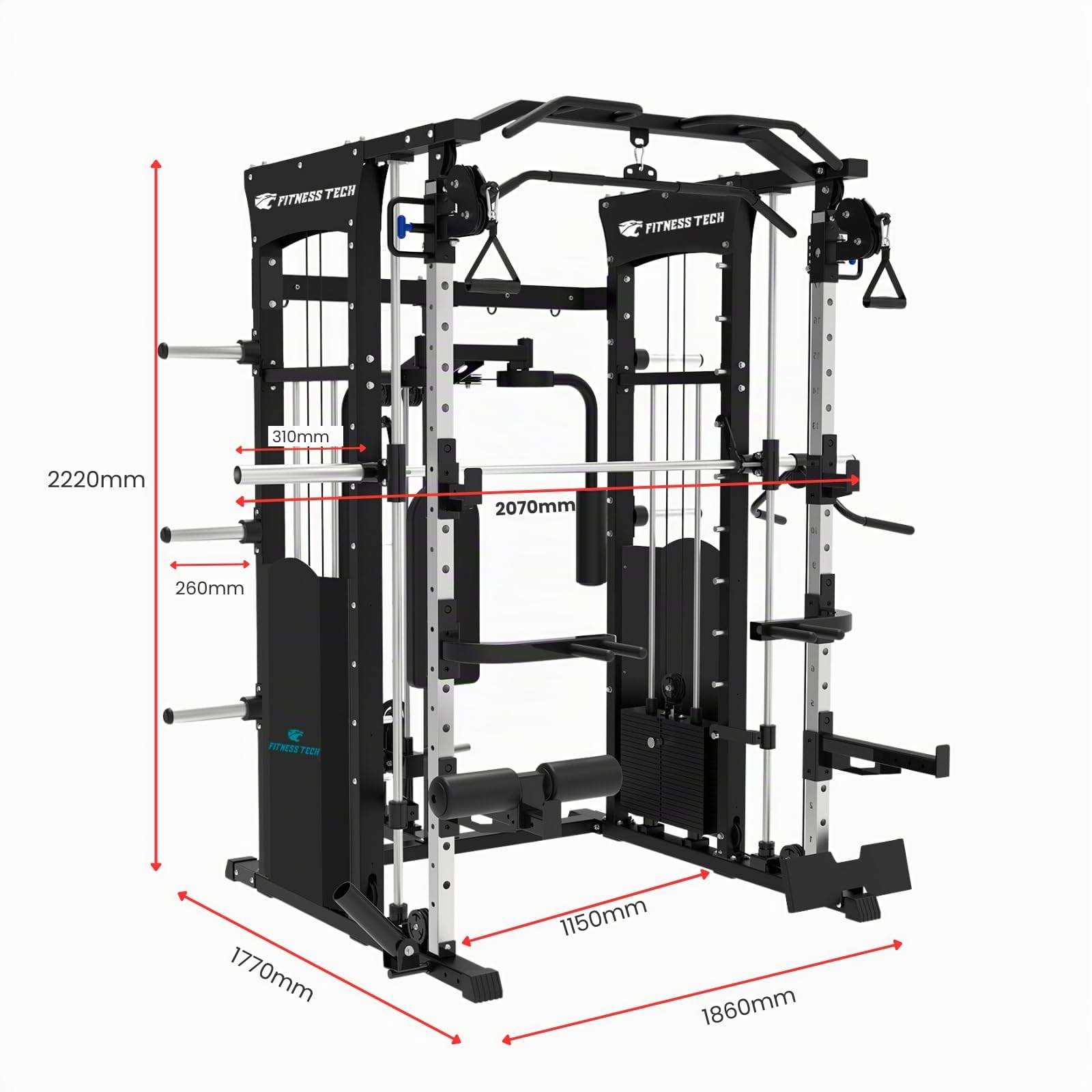 Máquina Musculación Multipower - Smith Machine F28 Pro - Entrenamiento Completo - Alta Resistencia -192 x 205 x 226 Cm