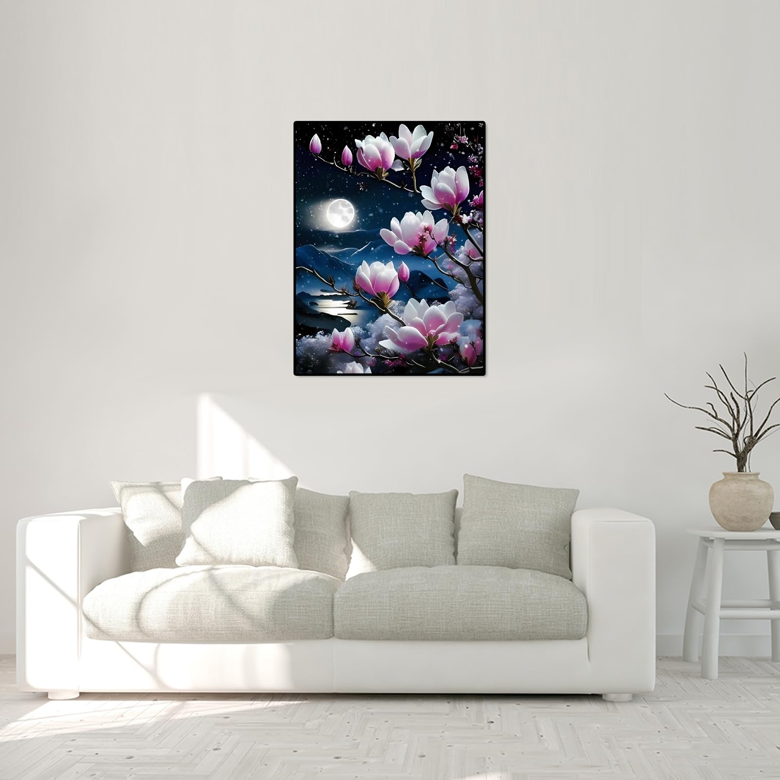 DIY Dipingere con i Numeri Adulti Paint by Numbers Kit per Quadri da Dipingere Numerati Include Pennelli e Colori Acrilici,per la Decorazione della Parete di Casa 40x50cm Paesaggio della luna del mare