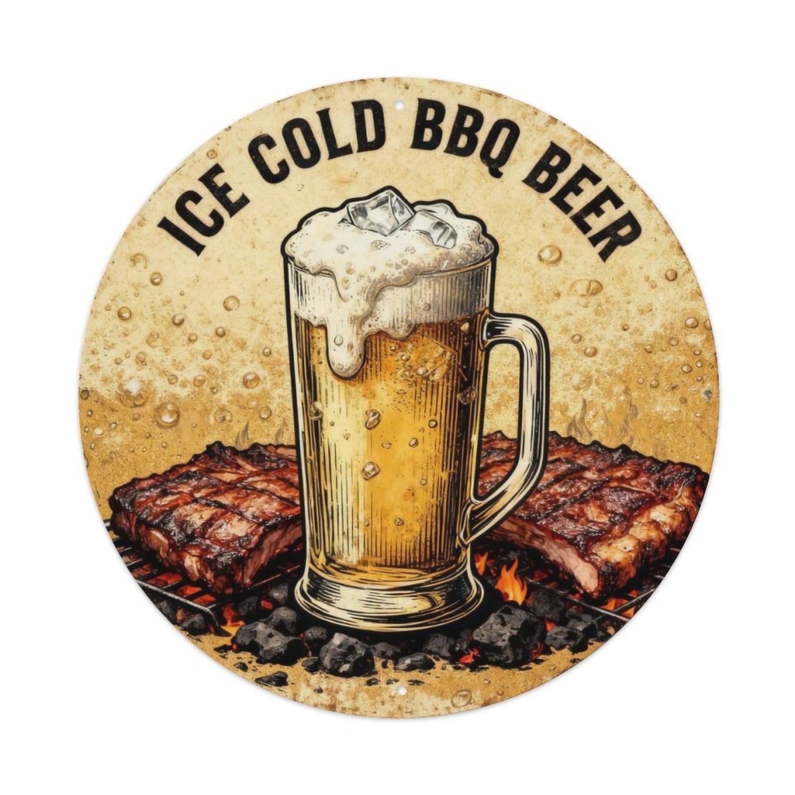 Ice Cold BBQ Beer Vintage Tin Sign Metal Tin Sign Plaque