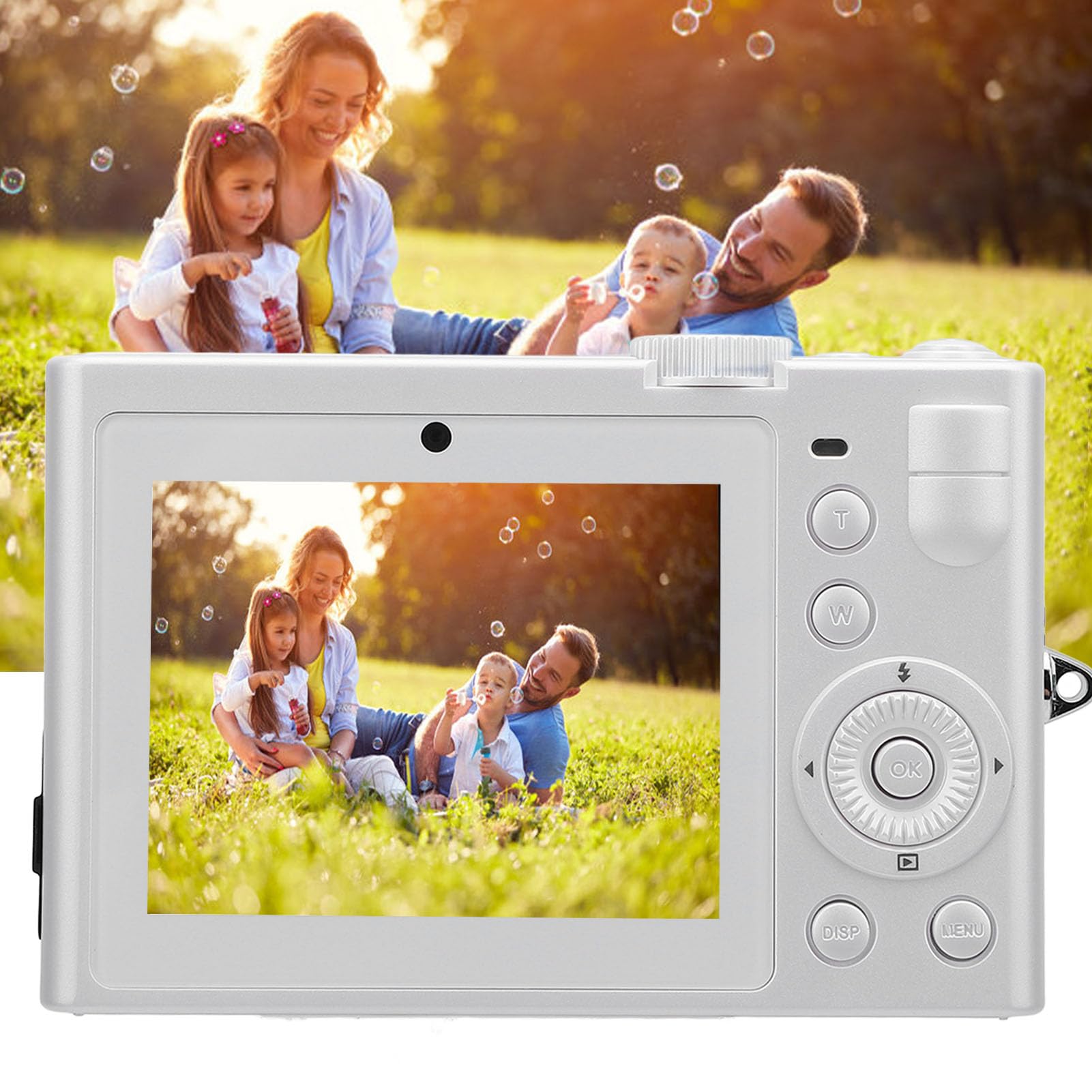 Fotocamera Digitale 5K da 72 MP con Zoom Digitale 18X, WiFi Integrato per Controllo Remoto e Condivisione Istantanea, Videocamera Compatta per Viaggi Fotografici (White)