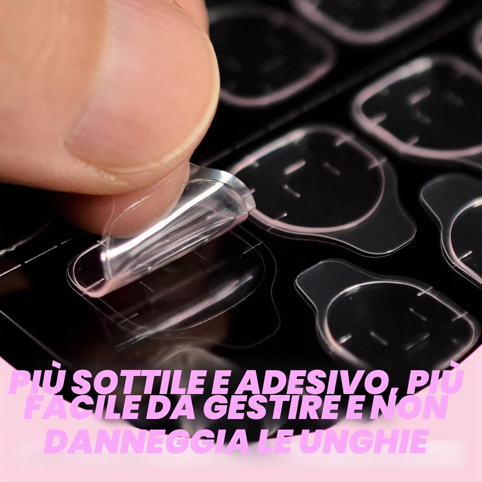 3360 pezzi/140 fogli cuscinetti adesivi per unghie, cuscinetti adesivi Press On Nails, nastro biadesivo Jelly Gel, cuscinetti adesivi per unghie artificiali e Press On Nails trasparenti, 12 misure