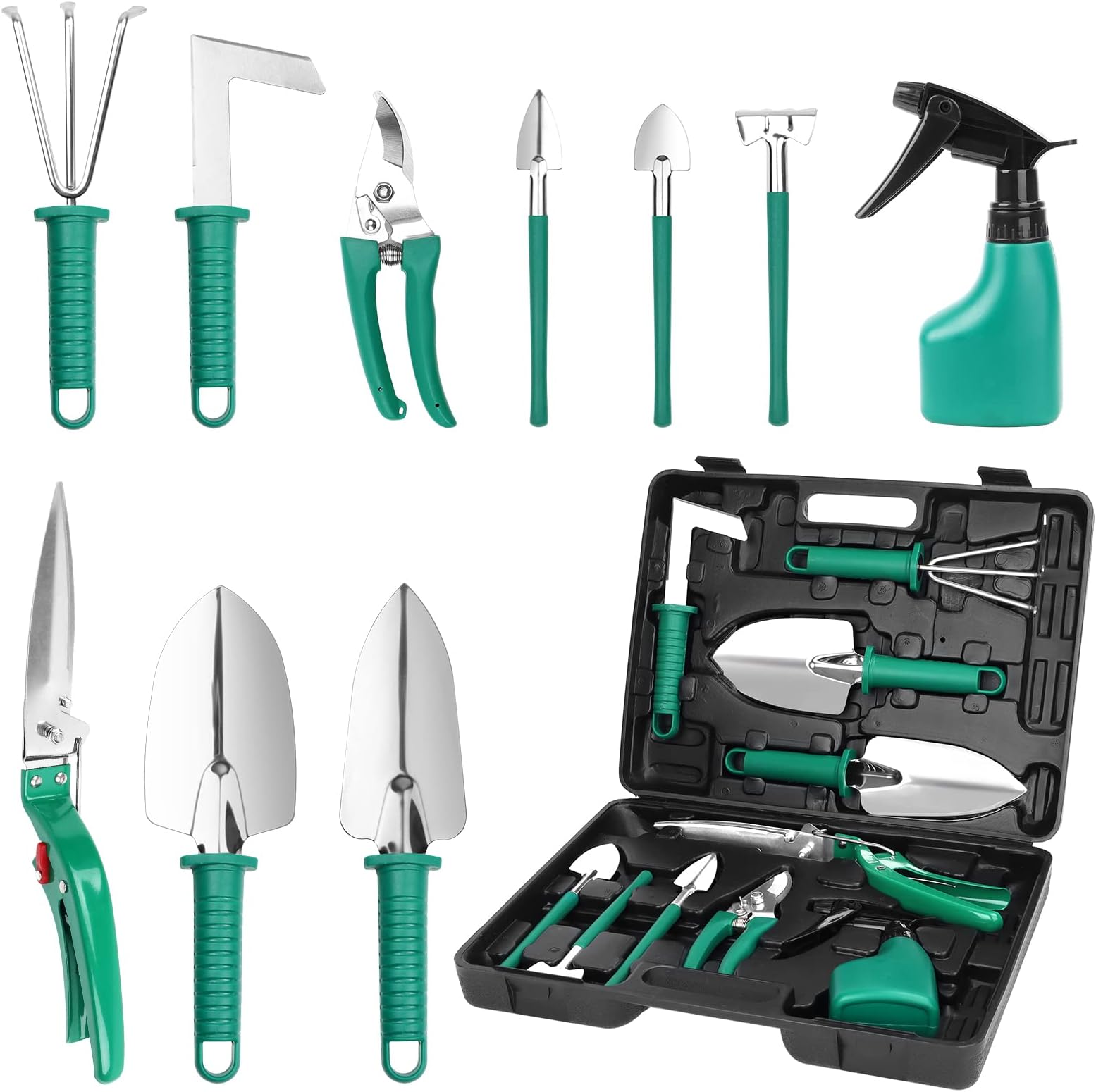 Stainless Gardening Tools Set (10 Pieces Green)