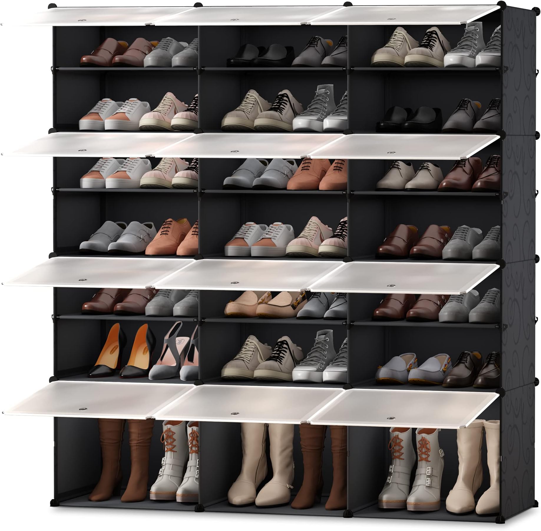 JOISCOPE Shoe Rack Portable Shoe Storage Cabinet Organzier Tower, Modular Cabinet Shelving for Space Saving, Shoe Shelves,Cupboard Hallway Bedroom Entryway for Shoes, Boots, Slippers (3 * 7-Tier)