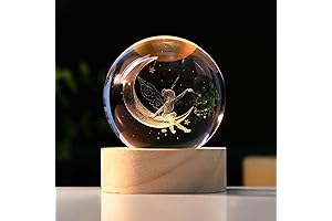 IFOLAINA Moon Fairy Crystal Ball 3D Laser Engraved Fairy Glass Ball